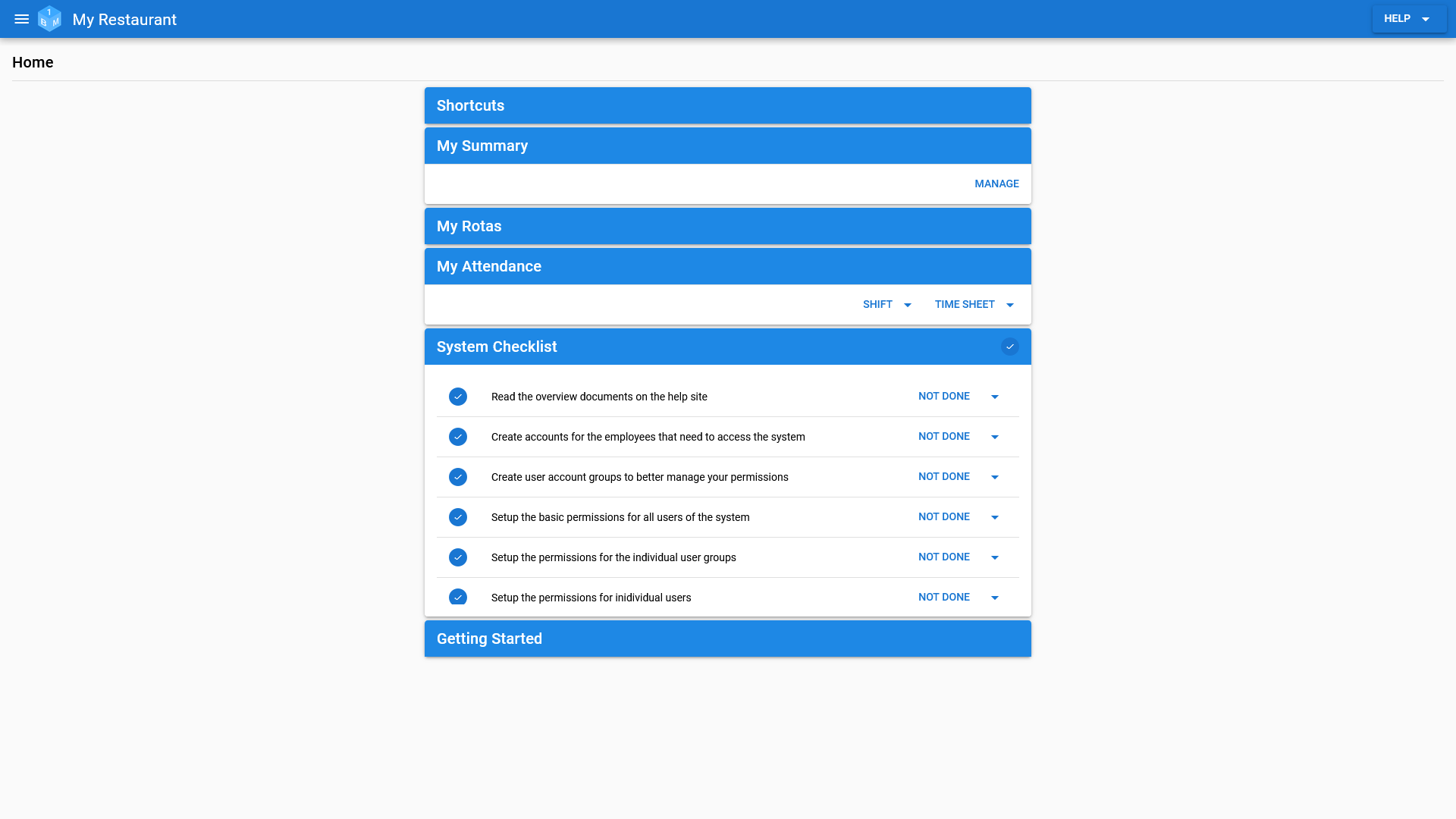 A checklist to be used when setting up your OneBoxBM system.