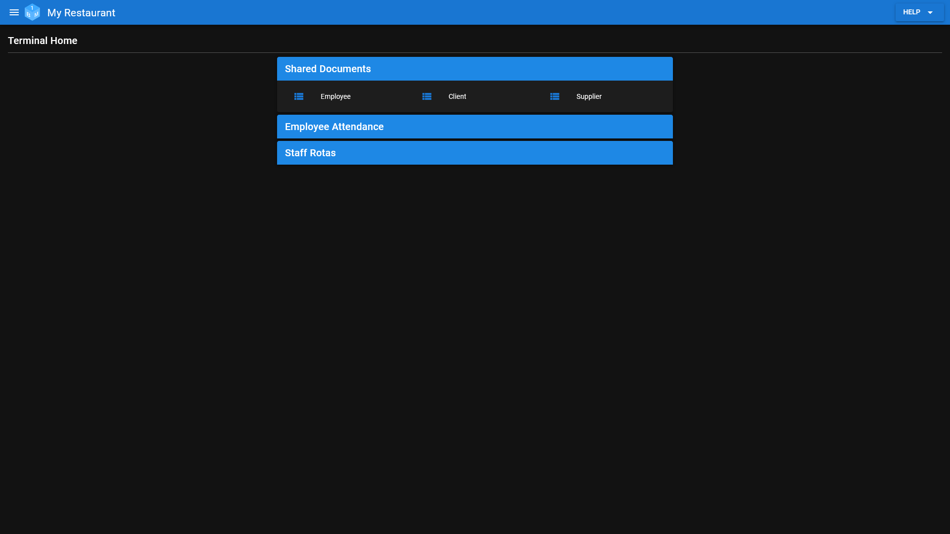 The Shared Documents section on the Terminal screen in OneBoxBM.